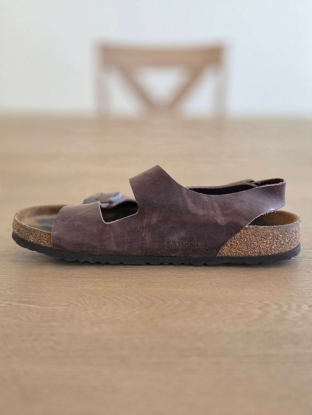 Birkenstock Milano Oiled Leather Sandals Brown Tan Men's Size 10 Back Strap - Picture 8 of 16